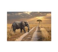 Jigsaw Puzzles1000 pezzi Yyhwhjde elefante sul ciglio della strada stampe puzzle in legno di qualità per adulti e bambini, puzzle divertenti, puzzle antistress
