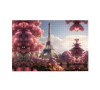 Jigsaw Puzzles1000 Pezzi Yyhwhjde Flower Parigi Torre Eiffel Immagine Educativo Intellettuale Puzzle in legno, Divertenti Puzzle, Stress Alleviare Puzzle