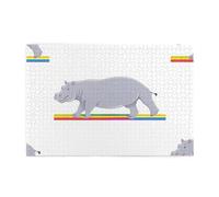 Jigsaw Puzzles1000 Pezzi Yyhwhjde Ippopotamo Attraversando l'arcobaleno Immagine Educativa Puzzle in Legno Intellettuale, Divertenti Puzzle, Stress Alleviare Puzzle