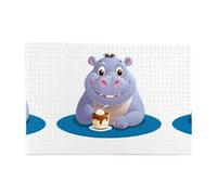 Jigsaw Puzzles1000 pezzi Yyhwhjde ippopotamo mangiare budino stampe puzzle in legno di qualità per adulti e bambini, puzzle divertenti, puzzle antistress