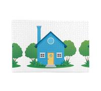 Jigsaw Puzzles1000 Pezzi Yyhwhjde Little Blue House Stampe Educativi Puzzle Intellettuali in legno, Divertenti Puzzle, Gioco antistress