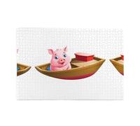 Jigsaw Puzzles1000 Pezzi Yyhwhjde Little Pink Pig On A Boat Stampe Puzzle Educativi Intellettuali in legno, Divertenti Puzzle, Gioco antistress