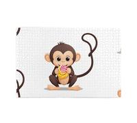 Jigsaw Puzzles1000 Pezzi Yyhwhjde Scimmia Mangiare Candy Immagine Educativo Intellettuale Puzzle in legno, Divertenti Puzzle, Stress Alleviare Puzzle