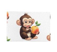 Jigsaw Puzzles1000 Pezzi Yyhwhjde Scimmia Mangiare Pesca Immagine Educativo Intellettuale Puzzle in legno, Divertenti Puzzle, Stress Alleviare Puzzle