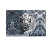 Jigsaw Puzzles1000 Pezzi Yyhwhjde Tigre Bianca nella Neve Stampe Puzzle Educativi Intellettuali in legno, Divertenti Puzzle, Gioco antistress