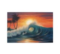 Jigsaw Puzzles1000 Pezzi Yyhwhjde Tramonto Mare Surf Paesaggio Marino Immagine Educativo Intellettuale Puzzle in legno, Divertenti Puzzle, Stress Alleviare Puzzle