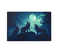 Jigsaw Puzzles1000 Pezzi Yyhwhjde Wolf Howling at Full Moon Stampe Educativi Intellettuali Puzzle in legno, Divertenti Puzzle, Gioco antistress