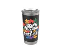Jigsaw Puzzling Is Piece Full Puzzle Amante Jigsaw Bicchiere termico in acciaio inox doppia parete