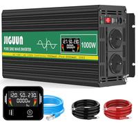JIGUUN 1000W inverter 12v 220v onda pura Trasformatore con 2 prese EU e una porta USB 2.4A Telecomando e display LCD Potenza di picco 2000W per camion camper emergenza