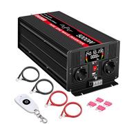 JIGUUN 5000W inverter 24V 220V onda pura Trasformatore con 2 prese EU e una porta USB 2.4A Telecomando senza fili e display LCD Potenza di picco 10000W per camion camper emergenza