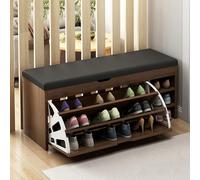 JIHAJU Panche contenitore Panca per scarpe, Panca per ingresso con contenitore con piano sollevabile, Panca portascarpe con cassetto ribaltabile, per ingresso, Soggiorno, Camera da letto(Brown,80cm)