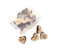 JIHUOO 20 puntine in legno a forma di cuore in legno per pollice decorative, puntine da disegno, per foto, mappe, mappe