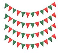 JIHUOO 4 bandierine in tessuto banner triangolo bandiere per camino di Natale banner Halloween bandiere gagliardetto all'aperto bandierine ghirlanda rosso e verde