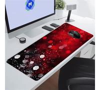 Jiian Tappetino Mouse XXL, Tappetino per Mouse da Gaming 900x400x3 mm, Tappetino Scrivania Grande, con Base in Gomma Antiscivolo, Mousepad per Ufficio e Gaming (Bianco Rosso Geometrico)