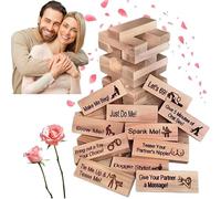JIIENO Gioco per Adulti - 48 Pezzi Torre Impilabile per San Valentino, Giochi di Coppia, Blocchi della Passione in Legno
