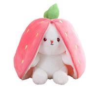 JIIENO Rabbit Hide Hide, Rabbit Stuffed Rabbit with Carrots and Strawberries, Plush Toy Rabbit Doll, Rabbit Plush, Soft Plush Rabbit Toy (Strawberry, 25 cm)
