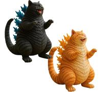 JIIENO Statuetta di gatto mostro, simpatica statuetta di gatto con ruggito, mostro originale e divertente come decorazione per la scrivania in ufficio di casa (2 pezzi)