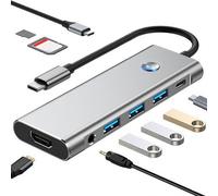 Jiimhte Hub USB C per Laptop - Adattatore USB C Portatile per Computer - Strumento di Supporto Trasmissione Dati per Ufficio Professionisti Meeting Casa Riunioni Azienda