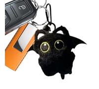 Jiimhte Portachiavi Peluche Gatto - Chiave Nero Morbido per Borse - Ciondolo Portachiavi da Collezione per Regalo Natale Compleanno Auto Adulti Bambini