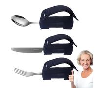 Jiimhte Utensili adattivi per tremori alle mani, Utensili alimentari per persone disabili - 3 utensili da cucina per anziani per tremori alle mani,Set forchetta cucchiaio in acciaio inossidabile,