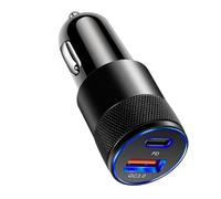 jiingekk Adattatore di ricarica, adattatore per accendini per sigarette Ricarica rapida 3.1A Adattatore di ricarica per telefono per auto Doppia porta USB C Adattatore di ricarica rapida per auto per