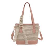 jiingekk Borsa a tracolla da donna di grande capacità a tracolla alla moda da spiaggia bella messaggeri borsa a secchiello di paglia bella tracolla per le donne secchio di paglia semplice spalla
