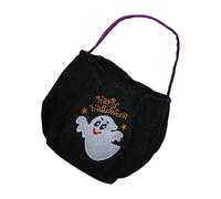 jiingekk Borsa da collezione stagionale in velluto decorato con zucca, spazioso porta caramelle accessorio per feste per bambini in velluto borsa portaoggetti in tessuto, Nero , B