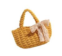 jiingekk Borsa da donna intrecciata a mano pochette borsa in paglia Borsa estiva Borse da spiaggia per vacanze casual borsa di paglia regali borse tessute a mano per le donne, Giallo, One Size