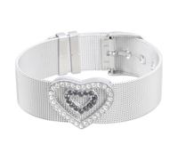 jiingekk Braccialetti con cinturino largo in acciaio e strass scintillanti con cuore e diamanti Y2K gioielli a mano da donna braccialetti con diamanti a forma di cuore