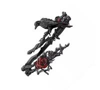 jiingekk Braccialetto regolabile ispirato al punk con rosa e corvo, gioiello gotico in metallo lucido per abiti eleganti stile punk corvo e rosa gioielli