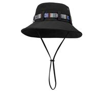 jiingekk Cappello alla pescatora a tesa larga per tutte le età, protezione solare, pieghevole, assorbe il sudore, alla moda, spiaggia, sport, attività all'aperto, Nero , H