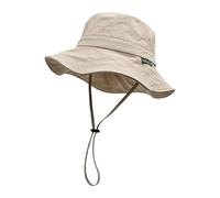 jiingekk Cappello da pescatore unisex, protezione solare per esterni, pieghevole, a tesa larga, in nylon, leggero, per spiaggia e campeggio, Beige, Taglia unica
