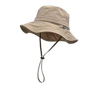 jiingekk Cappello da pescatore unisex, protezione solare per esterni, pieghevole, a tesa larga, in nylon, leggero, per spiaggia e campeggio, cachi, Taglia unica