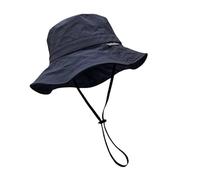 jiingekk Cappello da pescatore unisex, protezione solare per esterni, pieghevole, a tesa larga, in nylon, leggero, per spiaggia e campeggio, blu navy, Taglia unica