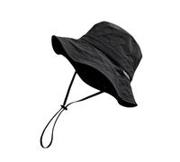 jiingekk Cappello da pescatore unisex, protezione solare per esterni, pieghevole, a tesa larga, in nylon, leggero, per spiaggia e campeggio, Nero , Taglia unica