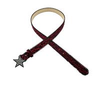 jiingekk Cintura in vita versatile con stampa leopardi Casual Business Vita Durabilità per gli appassionati di stili Cintura in pelle PU, Rosso, Taglia unica