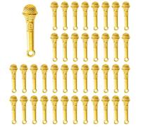 jiingekk Confezione da 100 ciondoli a forma di microfono per collana, accessori artigianali fatti a mano, accessori per gioielli artigianali e progetti fatti a mano, stile vintage con microfono