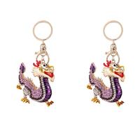 jiingekk Confezione da 2 eleganti portachiavi a forma di drago cinese, con strass scintillanti zodiacali, per borse, decorazione per feste, set regalo