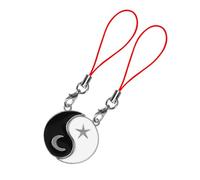 jiingekk Fashion Star Moon Portachiavi Set Unico Catena Dell'amicizia Ciondolo Delicato Spliced Telefono Cordino Per Le Donne Ragazze Coppia Portachiavi Metallo, Rosso, Taglia unica