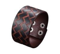 jiingekk Moda Intrecciato Bracciali In Vera Pelle Per Gli Uomini Chiusura Robusta Lega Regolabile Polsino Casual Formale Chiusura In Pelle, Misura unica, come descritto