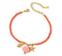 jiingekk Moderna stella marina & Shell Bracciale Ciondolo In Acciaio Inox Perle Accento Gioielli Regolabile Per Stile Casual & Viaggio Casual Spiaggia Vacanza Gioielli Accessorio, Misura unica, come