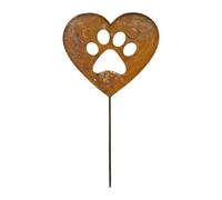 jiingekk Palo decorativo a forma di cuore in ferro antico con zampe di cane effetto arrugginito per esterni giardino decorazione interna palo decorativo in ferro