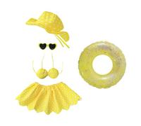 jiingekk Set di 5 cappelli da sole gialli a forma di oche, set di bikini da spiaggia, per veranda da 43,2 cm, decorazione da giardino, fascia elastica, antivento