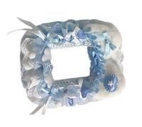 jiingekk Soft Plushie - Porta carte di identità con gattino in stile cartone animato, per carte di identità e studenti, custodia portatile per foto a tema gattino, Blu