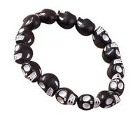 jiingekk Trendy Skull Head Bead resina elastica perline braccialetto Streetwear Handchain elegante stile punk accessori abbigliamento partito, Misura unica, come descritto