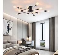 JIINOO Half Flush Chandelier Plafoniera, 10 Light E27 Modern Black Chandelier Plafoniera Lampada da soffitto industriale per cucina Sala da pranzo Soggiorno Camera da letto