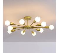JIINOO Montaggio a Filo Soffitto Luce, Moderno Oro Lampadari, 10-Light E27 Base Industriale Semi Soffitto Sospensione Luci Apparecchio per Camera da Letto Soggiorno Cucina Della Fattoria Esibizione