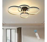 JIINOO Plafoniera a LED dimmerabile, plafoniera moderna a 4 anelli con telecomando, plafoniere in oro da 50 W per soggiorno, camera da letto, cucina, corridoio, sala da pranzo, ufficio 3 colori