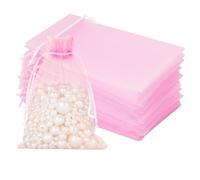 jijAcraft 100pz Sacchetti Regalo in Organza Grandi 13x18cm Borse Organza con Coulisse, per Matrimonio Festa Favore, Caramella, Gioielli (Rosa)