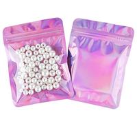 JijAcraft Confezione da 100 sacchetti in Mylar rosa shocking, sacchetti con chiusura a zip, sacchetti olografici richiudibili con finestra frontale per piccole imprese, bomboniere (9x12 cm)